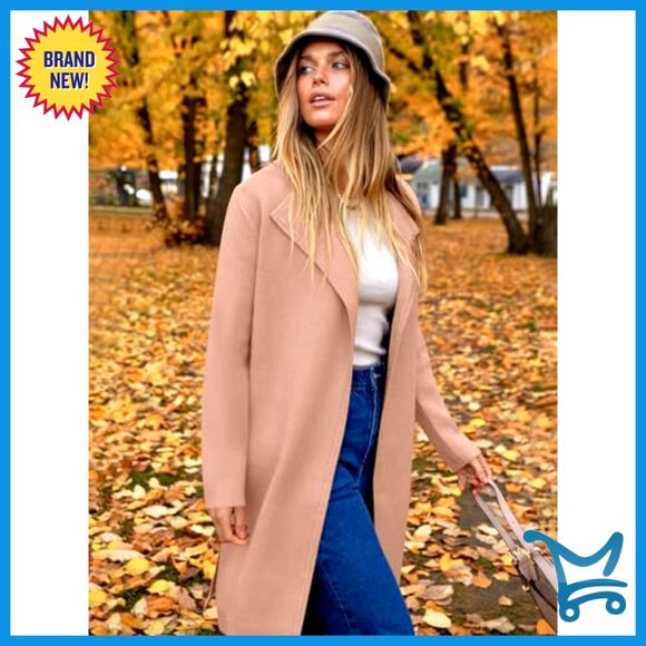 Oversized Knit Cardigan Lapel Neckline Trench Coatigan Chic Fall Winter Wear - Picture 6 of 7